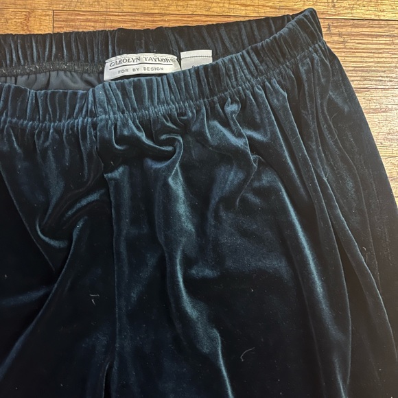 Carolyn Taylor VINTAGE velvet lounge pants cozy green velvet elastic waistband - Picture 4 of 7